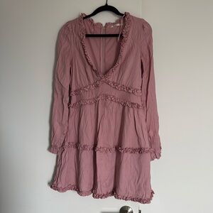 Pink short dress with beautiful ruffle detail